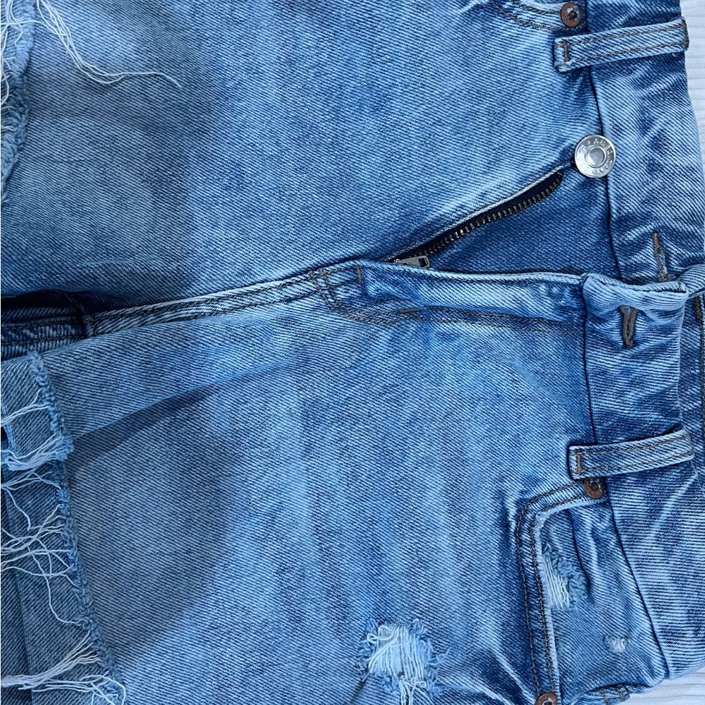 Distressed Blue Denim Shorts